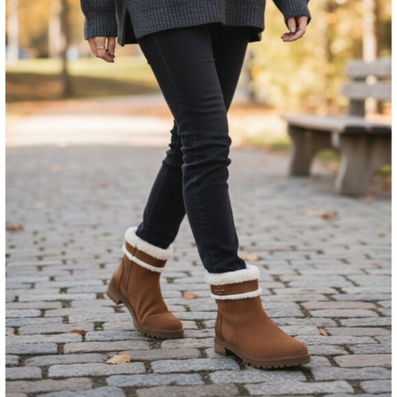 Kate Spade Bailee Winter Boots 8B Brown Warm Gingerbread Leather Suede KA166 - Picture 1 of 12